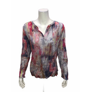 Kelly by Clinton Kelly Women's Split V-Neck Woven Tunic Abstract Medium Size